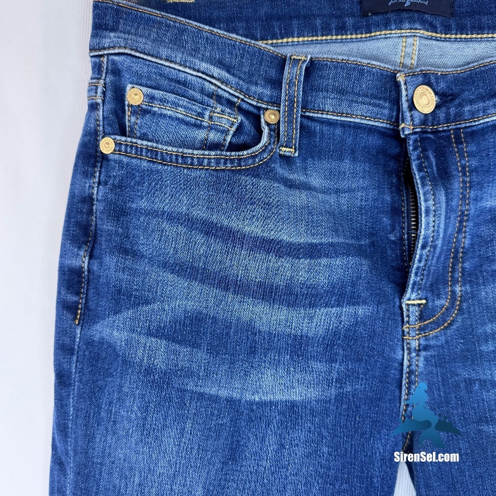 1233 7 For All Mankind Gwenevere Skinny Jeans - Size 30 - Blue - Picture 2 of 16
